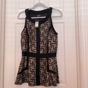 City chic party peplum sleeveless top Black and gold. NWT